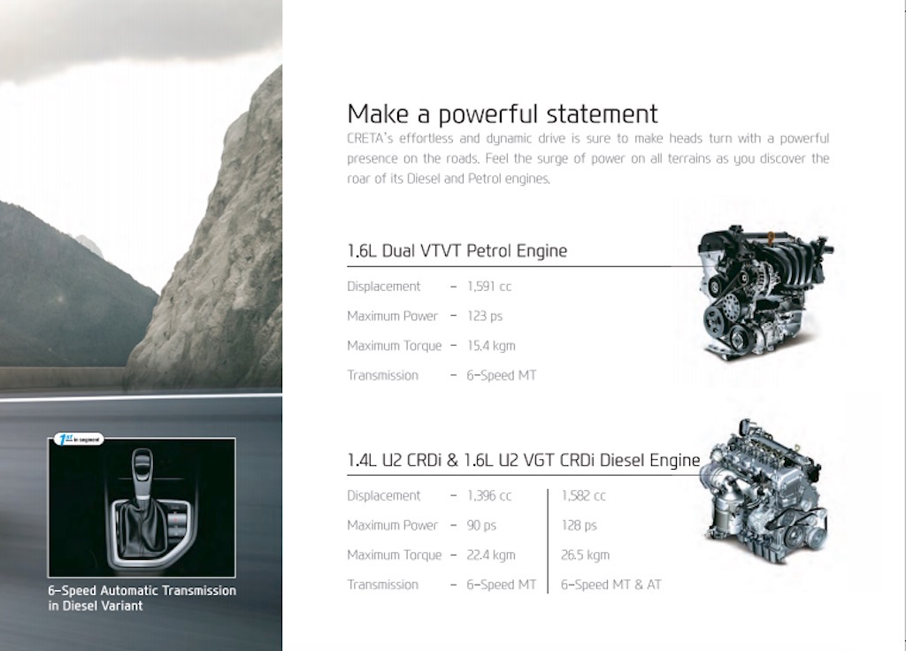 2015 Hyundai Creta Brochure Engine Specifications