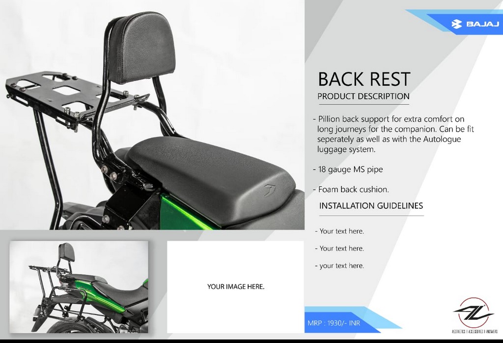 2019 Bajaj Dominar 400 Accessories Back Rest