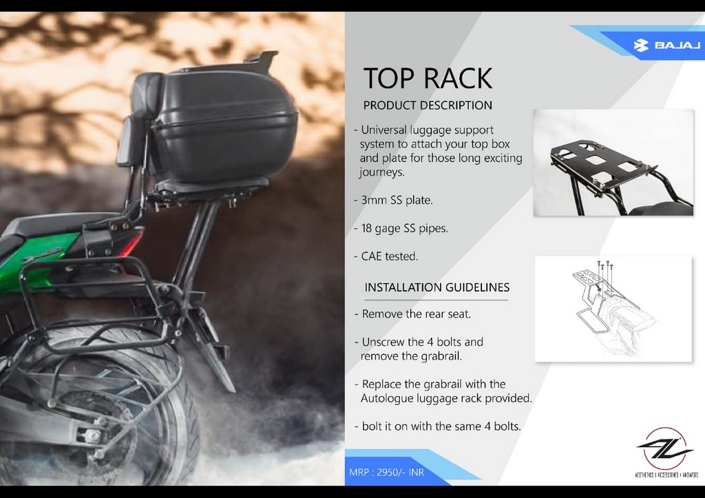 2019 Bajaj Dominar 400 Accessories Top Rack