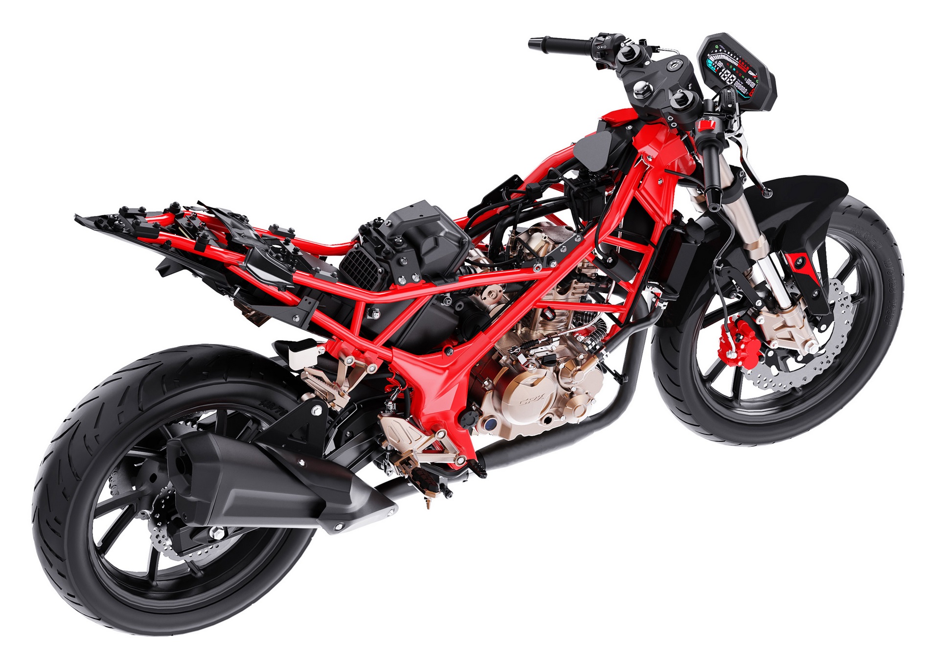 The motorcycle gets a trellis frame