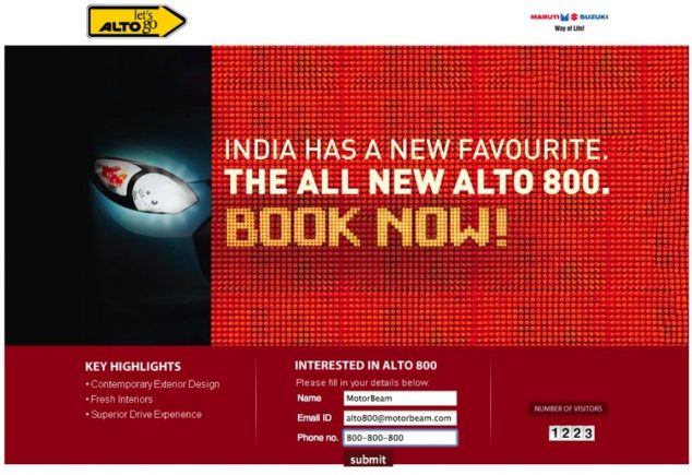 Alto 800 Teaser Website