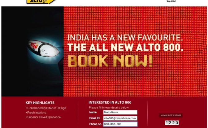 Alto 800 Teaser Website