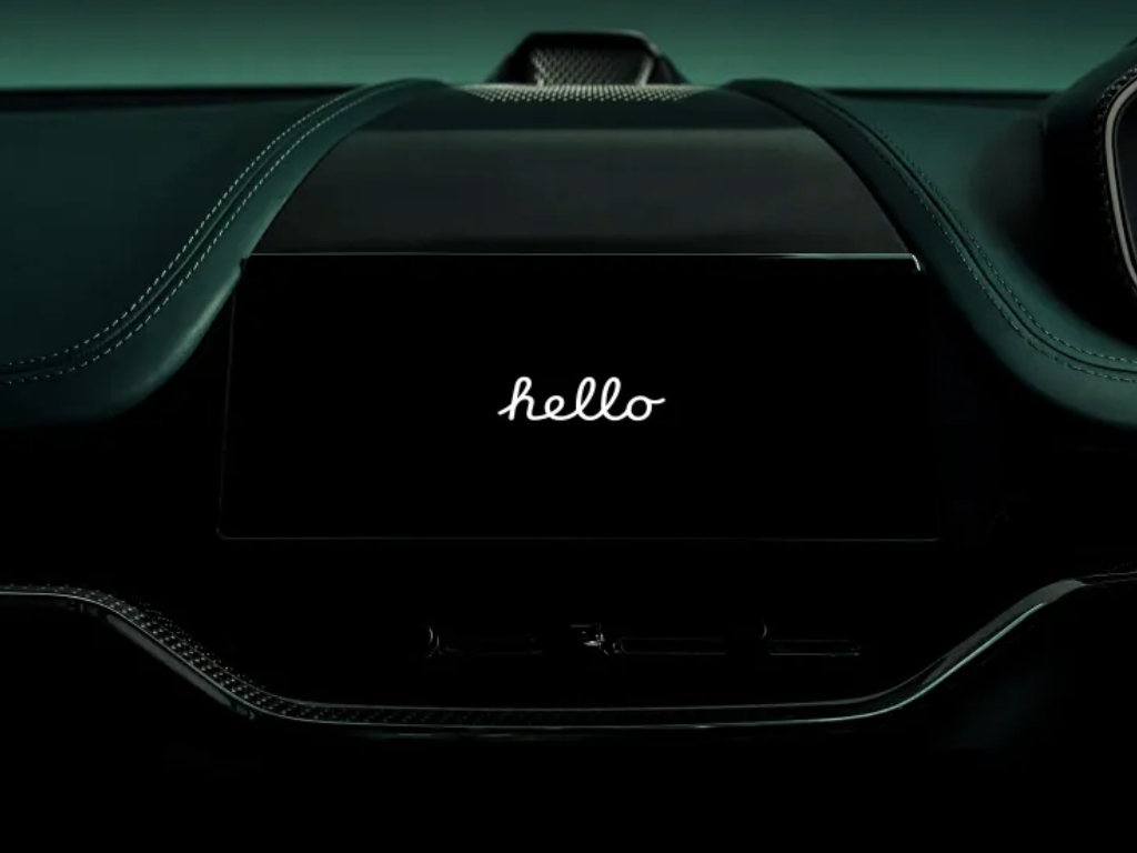 Aston Martin Infotainment Screen Hello