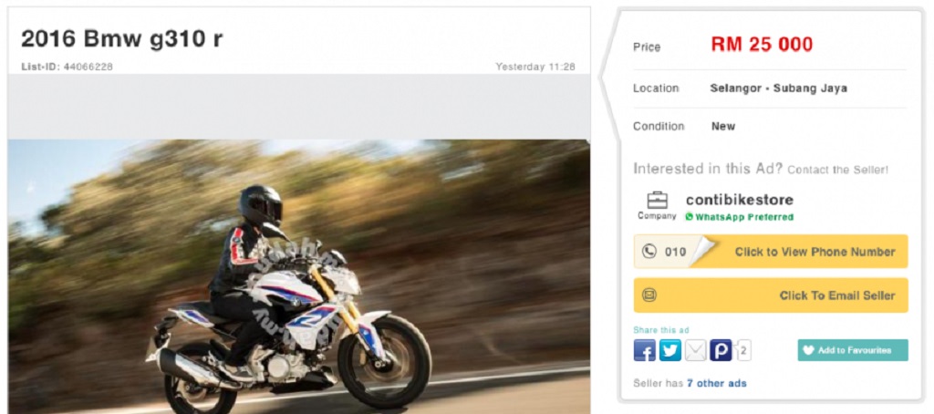 BMW G310R Malaysia Booking