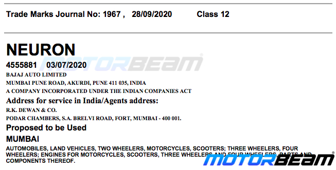 Bajaj NeuroBajaj Neuron Trademarkn Trademark