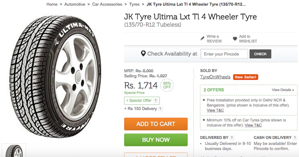Flipkart Online Tyre Sales