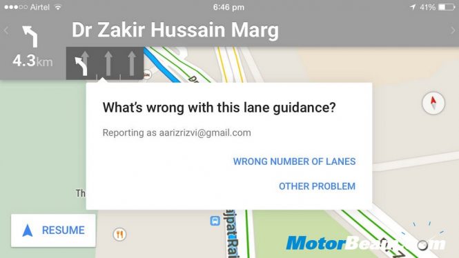 Google Maps Lane Guidance Navigation