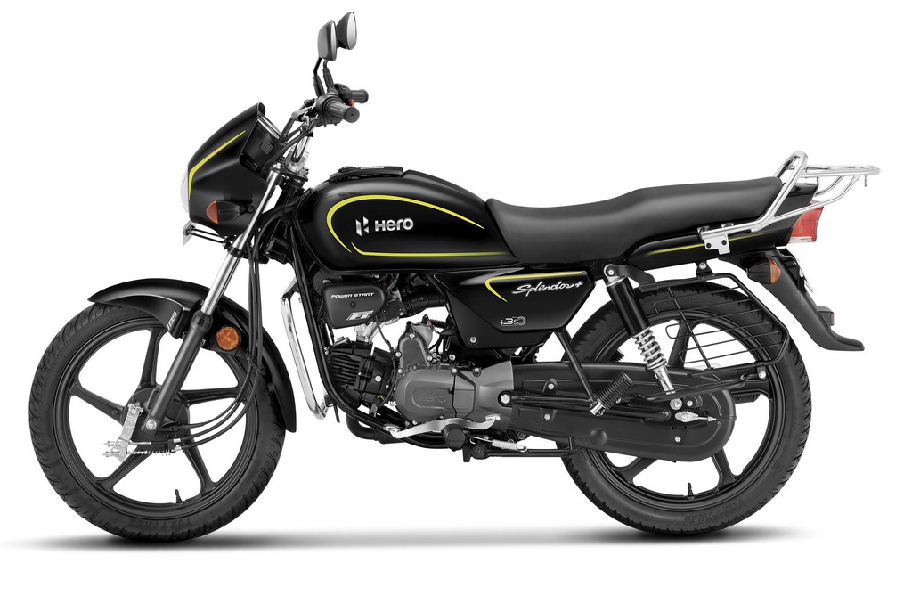 Hero Splendor+ Black and Accent Bumble Bee Yellow