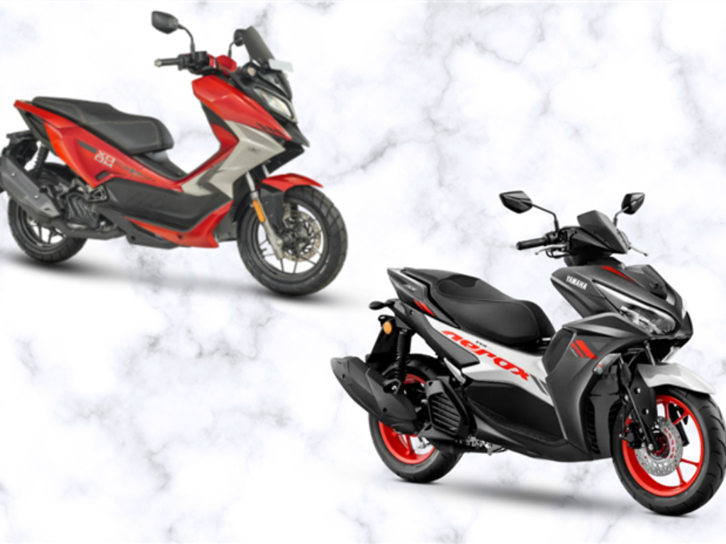 Hero Xoom 160 Vs Yamaha Aerox 155 front