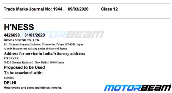 Honda H'Ness Cruiser Trademark