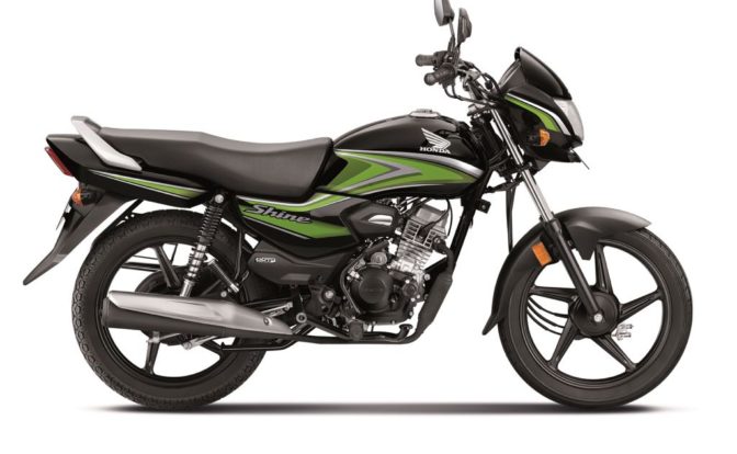 Honda Shine 100 Black with Green Stripes