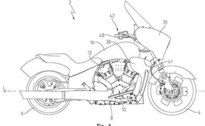 Indian Liquid Cooled Tourer Patent Side