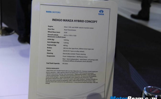 Tata Indigo Manza Hybrid Specifications