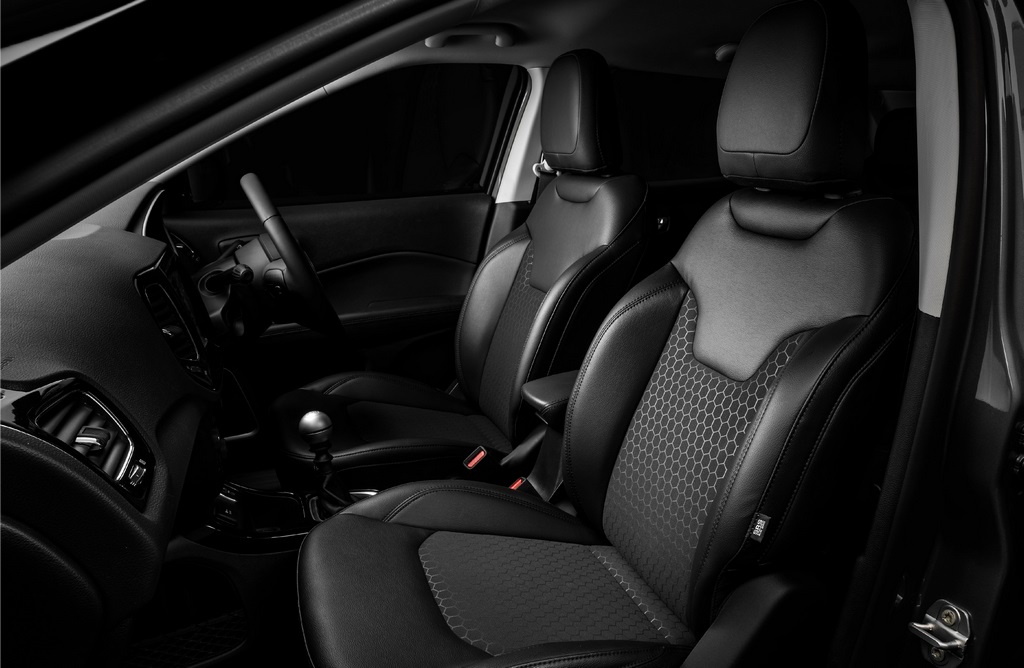 The interior is all-black including the upholstery