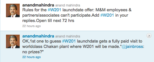 Mahindra W201 Twitter Contest
