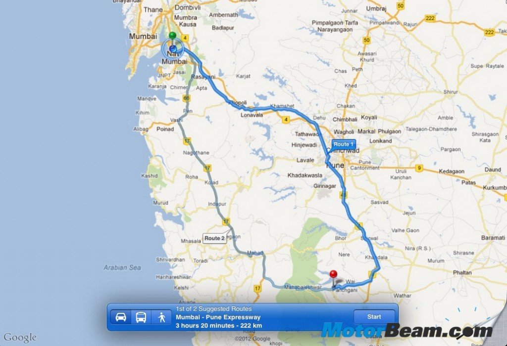 Mumbai - Panchgani Map