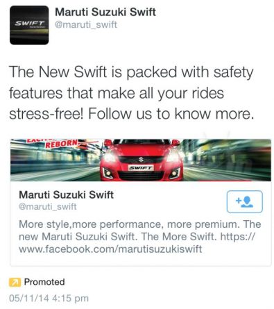 Maruti Swift Twitter Ad