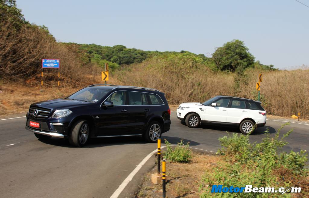 Mercedes GL63 AMG vs Range Rover Sport Handling