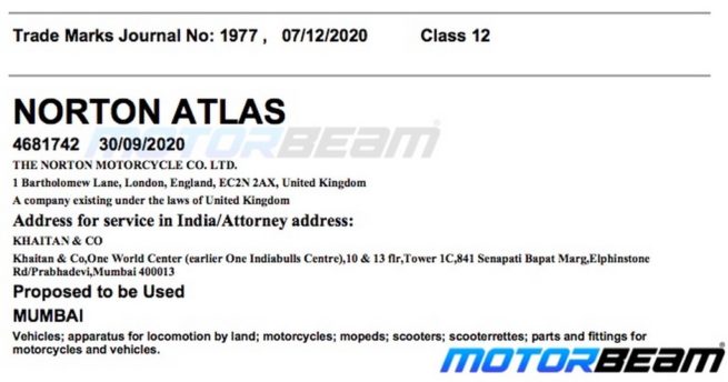 Norton Motorcycles Atlas Trademark