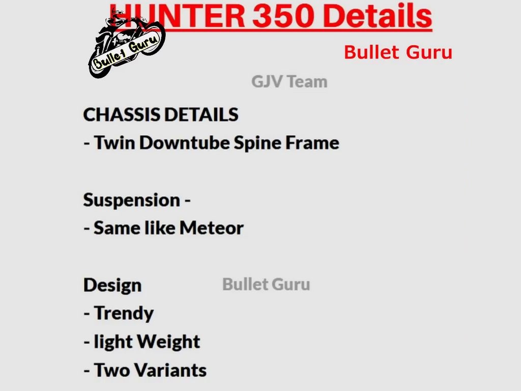 Royal Enfield Hunter 350 Trims Info