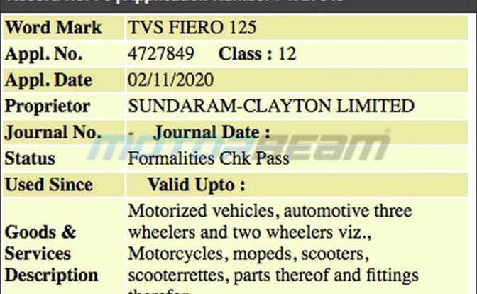TVS Fiero 125 Trademark