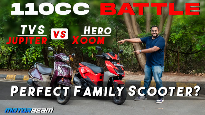 TVS Jupiter vs Hero Xoom 110cc Scooter Comparison Video