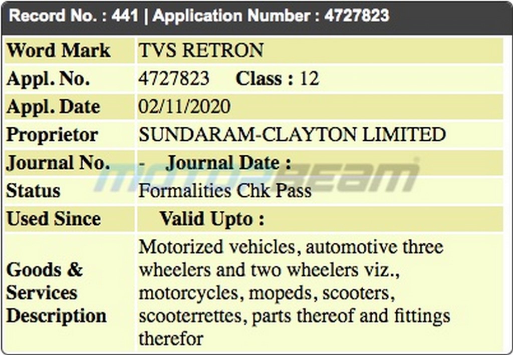 TVS Retron Trademark