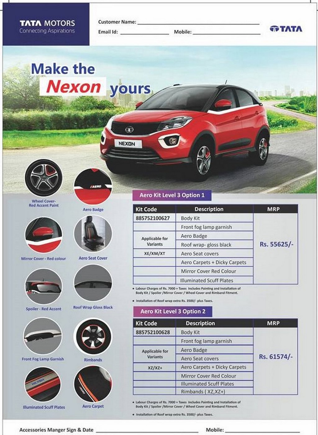 Tata Nexon Aero Kits Price