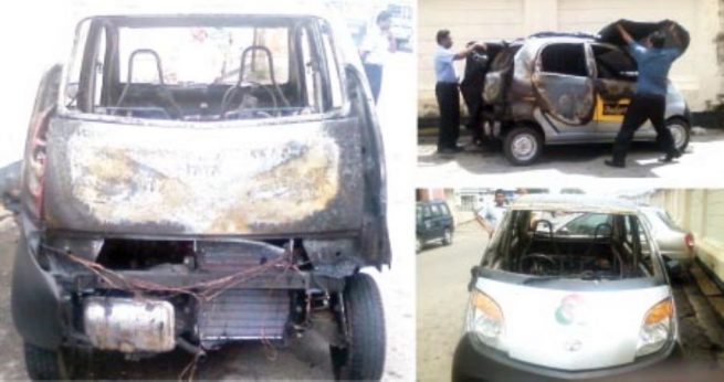 Tata Nano Cab Fire