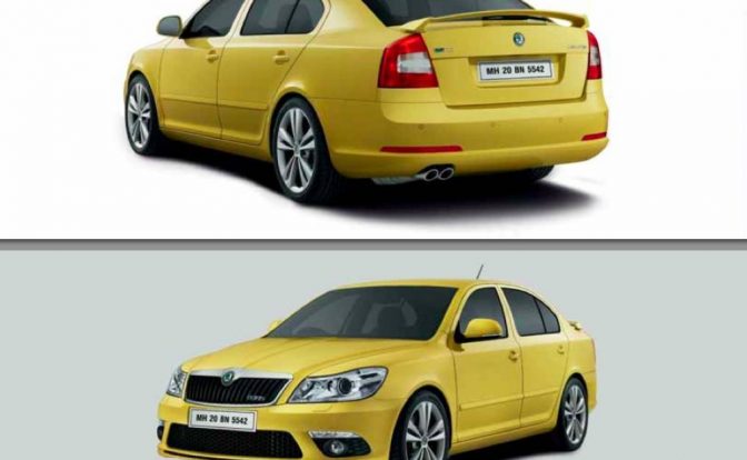Yellow Skoda Laura RS